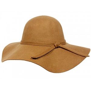 Straw Wide Brim Hats – 12 PCS w/ Wool Felt Accent - Camel - HT-HT2498CML